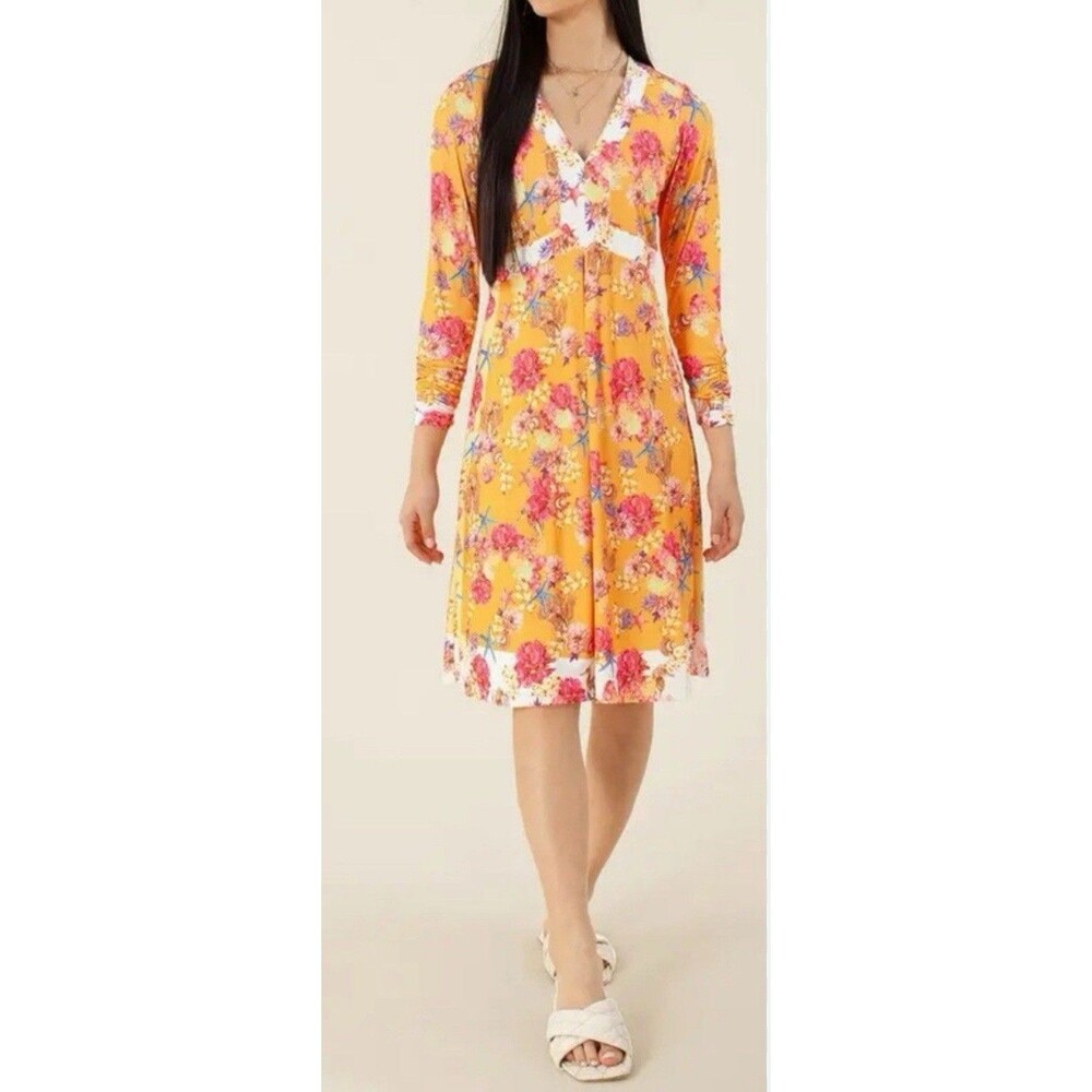 New HALE BOB Yetty Jersey Dress Orange and Pink Starfish Floral dress size XS